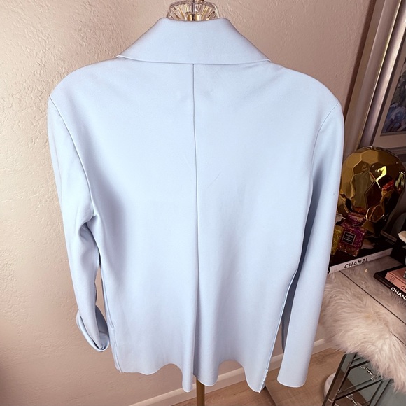 NWT A.W.A.K.E. MODE Pre-Spring 2020 Light Blue Raw Edge Fitted Blouse 42 - Picture 2 of 13